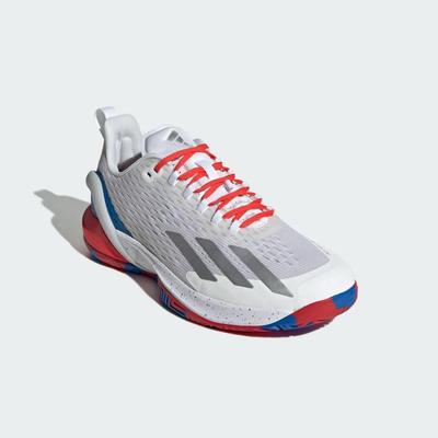 Adidas Mens Adizero Cybersonic Tennis Shoes - Cloud White/Bright Red - main image