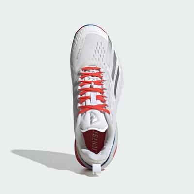 Adidas Mens Adizero Cybersonic Tennis Shoes - Cloud White/Bright Red - main image