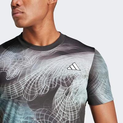 Adidas Mens Printed FreeLift Pro Tee - Black - main image