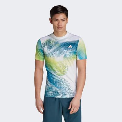 Adidas Mens Printed FreeLift Pro Tee - White
