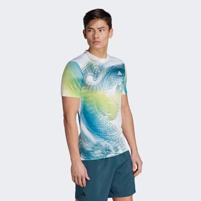 Adidas Mens Printed FreeLift Pro Tee - White