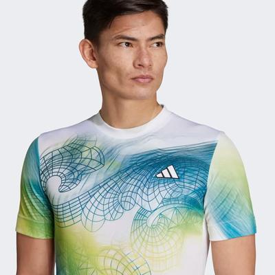 Adidas Mens Printed FreeLift Pro Tee - White