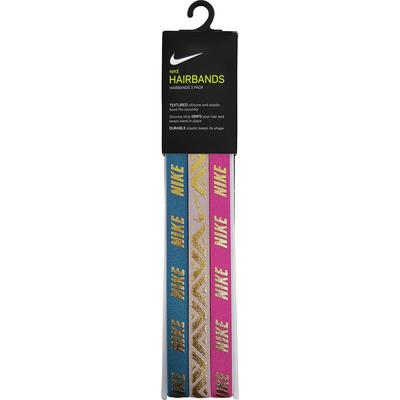 Nike Metallic Hairbands - Pack of 3 (Teal/Lilac/Pink) - main image