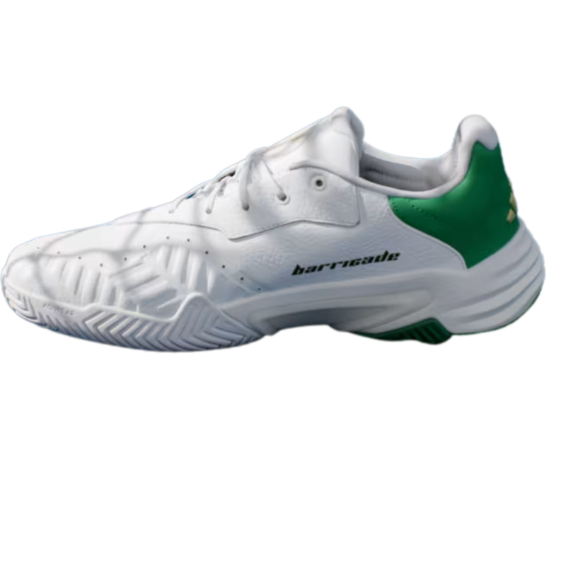 Adidas Mens Barricade 13 Leather Tennis Shoes - White/Green - main image