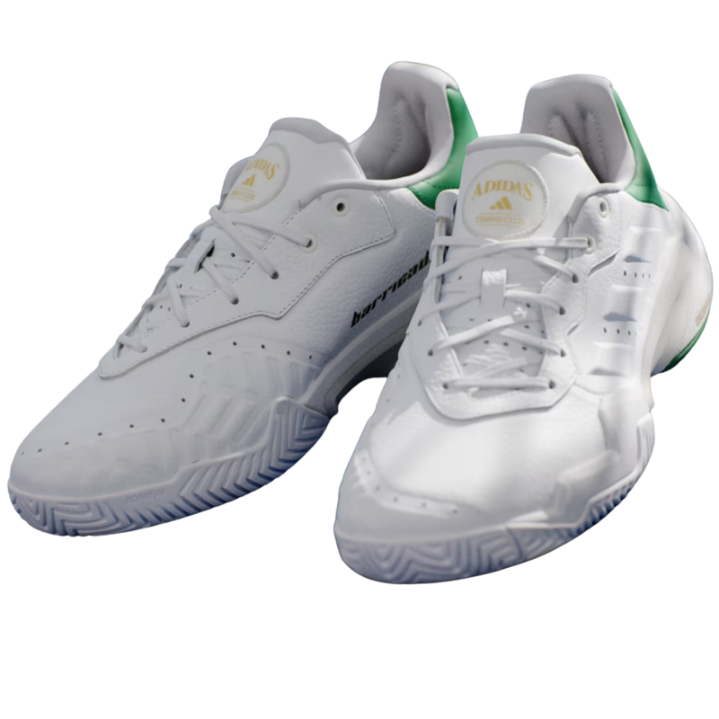 Adidas Mens Barricade 13 Leather Tennis Shoes - White/Green - main image