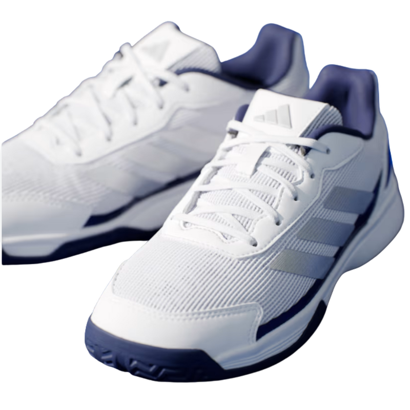 Adidas Kids Crazyquick Padel Shoes - Cloud White / Silver Metallic / Dark Blue - main image