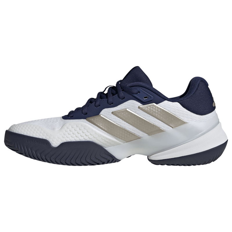 Adidas Mens Barricade 14 Tennis Shoes -Cloud White/Cyber Metallic/Dark Blue - main image