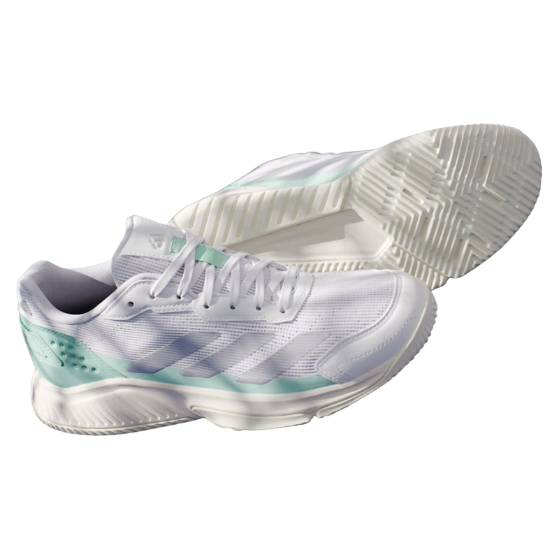Adidas Womens Courtquick Padel Shoes - Cloud White/ Silver Metallic/ Clear Mint - main image