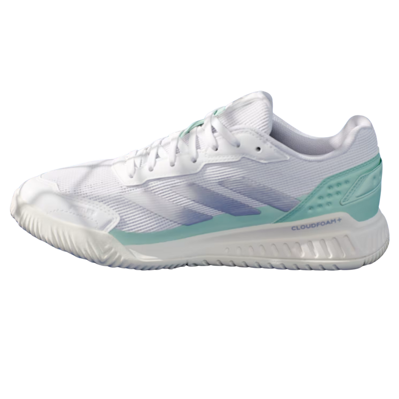 Adidas Womens Courtquick Padel Shoes - Cloud White/ Silver Metallic/ Clear Mint - main image