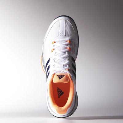 Adidas Womens Barricade Team 4 Tennis Shoes - White/Night Sky/Orange - main image