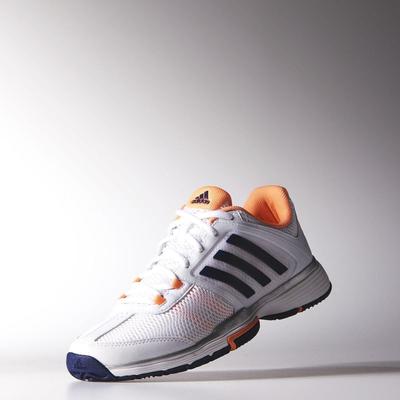 Adidas Womens Barricade Team 4 Tennis Shoes White Night Sky Orange 3