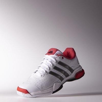 Adidas Mens Barricade Team 4 Tennis Shoes - White/Iron Met/Red - main image