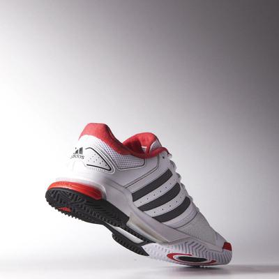 Adidas Mens Barricade Team 4 Tennis Shoes - White/Iron Met/Red - main image