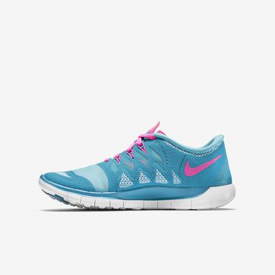 Nike Girls Free 5.0 Running Shoes - Blue Lagoon/Pink - main image