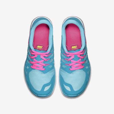 Nike Girls Free 5.0 Running Shoes - Blue Lagoon/Pink - main image