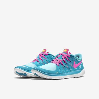 Nike Girls Free 5.0 Running Shoes - Blue Lagoon/Pink - main image