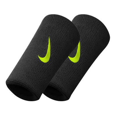 Nike Swoosh Double-Wide Wristbands - Black/Volt - main image