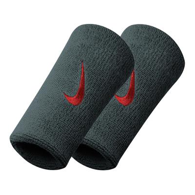 Nike Swoosh Double-Wide Wristbands - Dark Grey/Red - main image