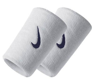 Nike Swoosh Double-Wide Wristband - White/Navy - main image
