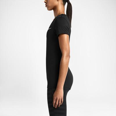 Nike Womens Pro Fitted Short-Sleeve V-Neck Shirt - Black - main image