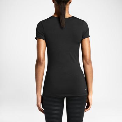 Nike Womens Pro Fitted Short-Sleeve V-Neck Shirt - Black - main image