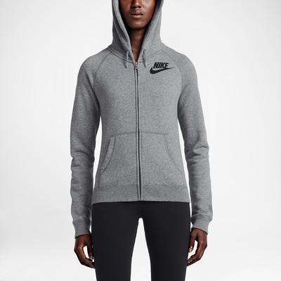 Nike Womens Rally Futura Full Zip Hoodie - Carbon Heather/Cool Grey - main image