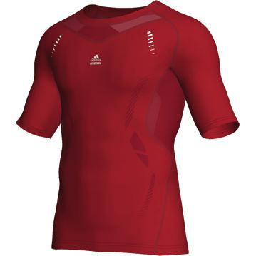 Adidas Mens Techfit Preparation Shortsleeve Top Red, Extra Large, Red