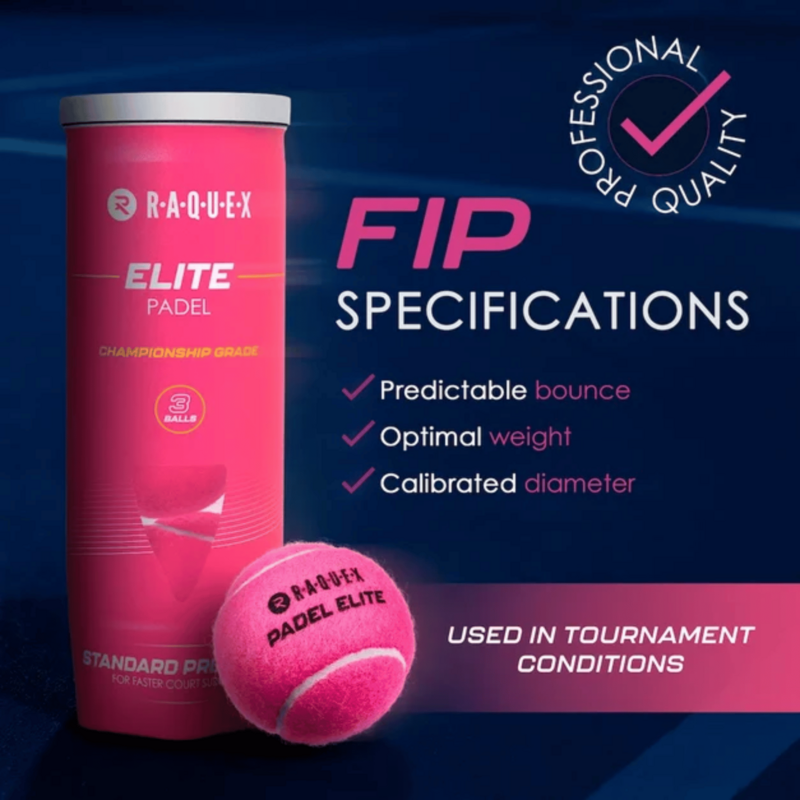 Raquex Elite Pink Padel Balls (3 Ball Can) - Pink - main image