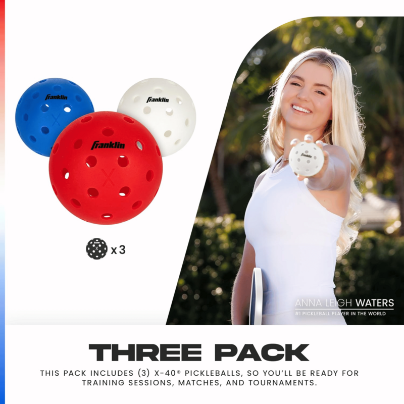 Franklin X-40 Outdoor Pickleball Balls (3 Pack) - Yellow - main image