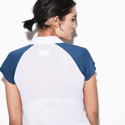 Lacoste Womens Open Neck Polo Tee - White/Blue - main image