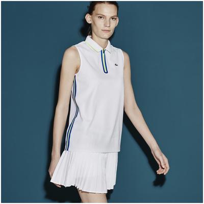Lacoste Sport Womens Tennis Sleeveless Polo - White/Blue - main image