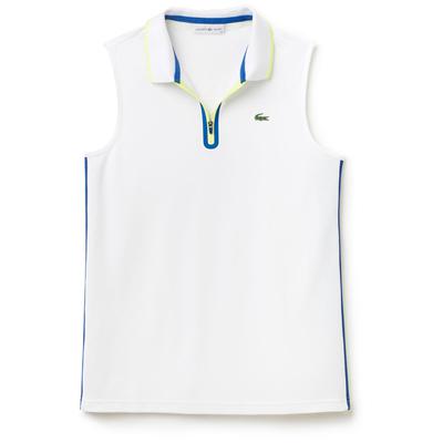 Lacoste Sport Womens Tennis Sleeveless Polo - White/Blue - main image
