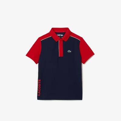 Lacoste Boys Sport Ultra-Dry Pique Tennis Polo - Red/Navy Blue - main image