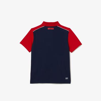Lacoste Boys Sport Ultra-Dry Pique Tennis Polo - Red/Navy Blue - main image