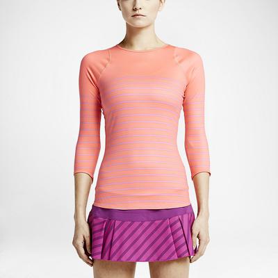 Nike Womens Printed Baseline 3/4 Sleeve Top - Hot Lava - main image