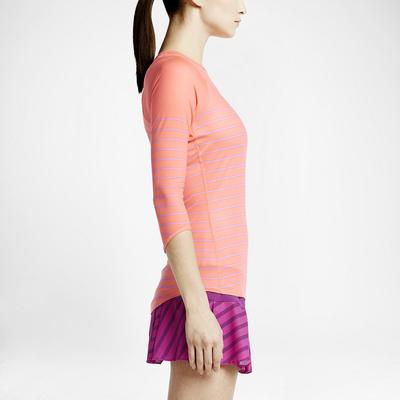 Nike Womens Printed Baseline 3/4 Sleeve Top - Hot Lava - main image