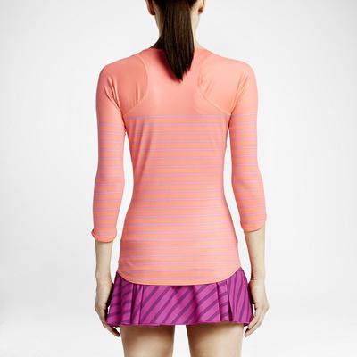 Nike Womens Printed Baseline 3/4 Sleeve Top - Hot Lava - main image