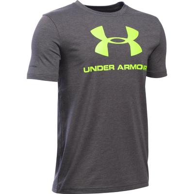 Under Armour Boys Sportstyle Logo T-Shirt - Carbon Heather/Green - main image