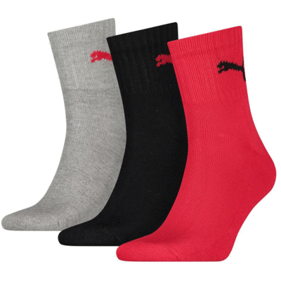 Puma Short Crew Socks (3 Pairs) - Grey/Black/Red - main image