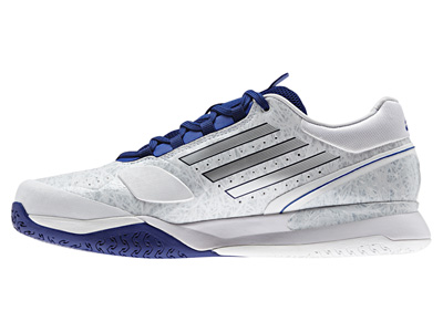 Adidas Mens Adizero Feather II Tennis Shoes - White/Silver/Hero-Ink - main image