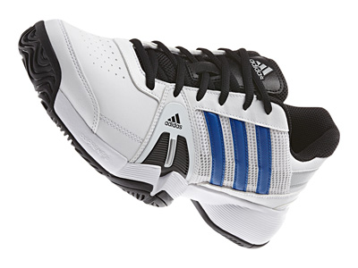 Adidas Mens Barricade Team 3 Tennis Shoes White Blue Silver 10 White navy