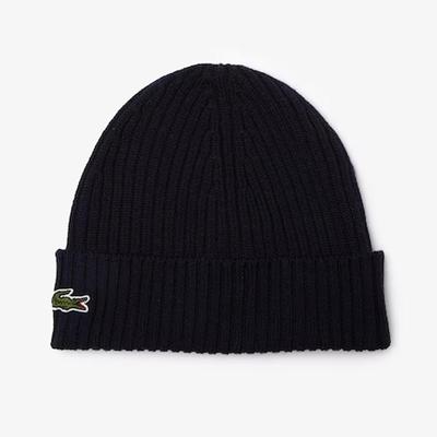 Lacoste Ribbed Wool Beanie - Black - main image