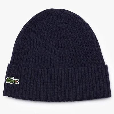 Lacoste Ribbed Wool Beanie - Navy Blue - main image