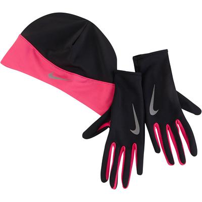 Nike Womens Dri-FIT Glove & Beanie Set - Black/Pink - main image