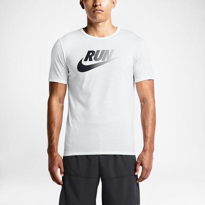 Nike Mens Run Dri-Blend Swoosh Running T-Shirt - White/Black - main image