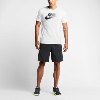 Nike Mens Run Dri-Blend Swoosh Running T-Shirt - White/Black - main image