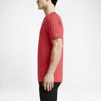 Nike Mens Run Dri-Blend Swoosh Running T-Shirt - Daring Red/White