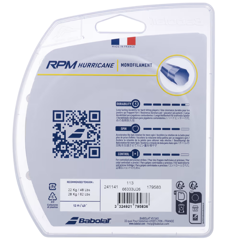 Babolat RPM Hurricane Tennis String Set - Yellow - main image