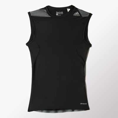 Adidas Mens Techfit Cool Sleeveless Tee - Black/Vista Grey  - main image