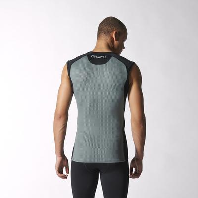 Adidas Mens Techfit Cool Sleeveless Tee - Black/Vista Grey  - main image
